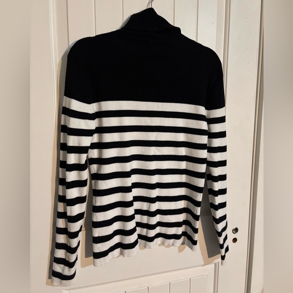 Liz Claiborne ribbed turtleneck sweater, black and white stripes Size L Large - Picture 3 of 4